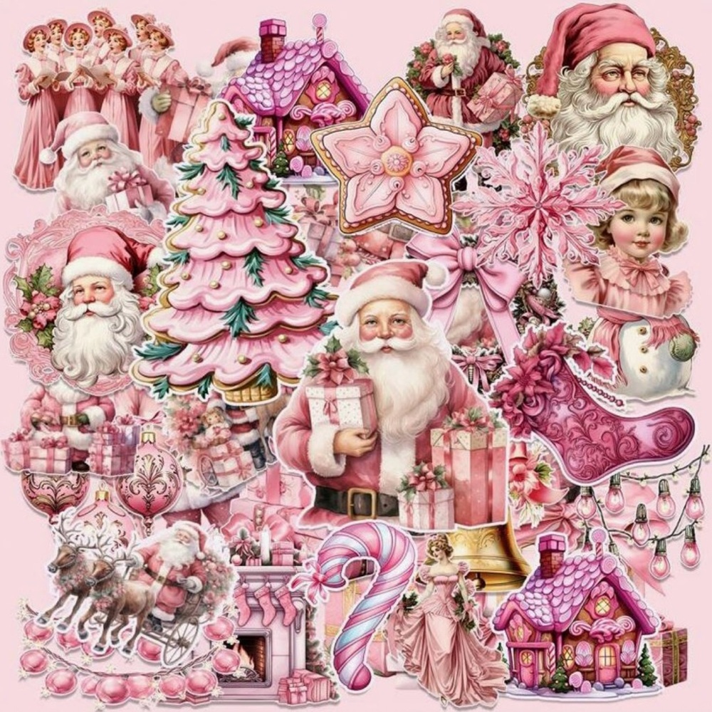 64 Vintage Christmas Theme Sticker Set